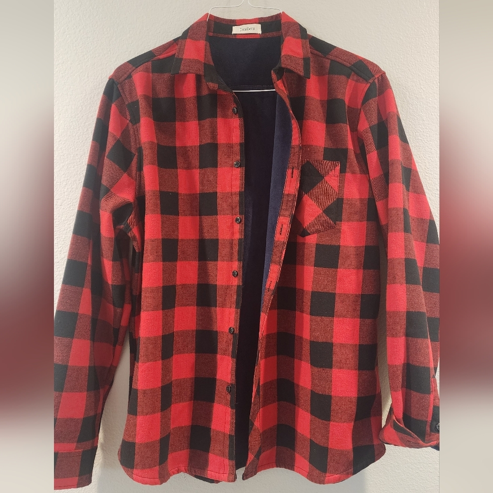 Red and Black Plaid Flannel Shirt